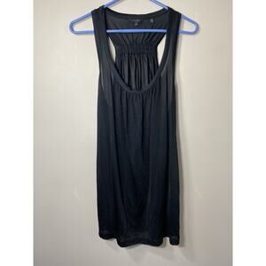 Ted Baker Mesh Knit Tank Top Black Racerback Ruched Elastic Stretch Sheer‎